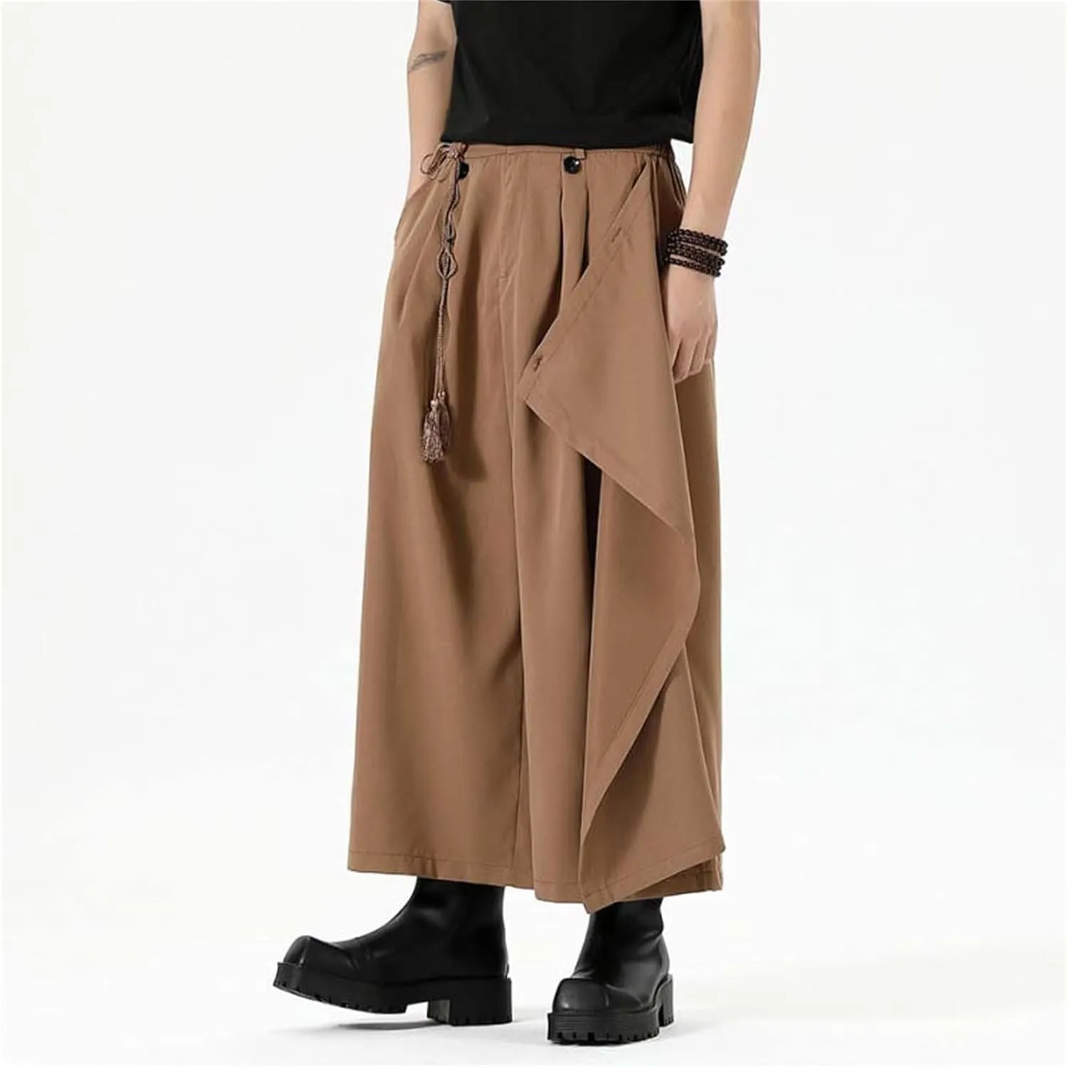 Men's Skirt Pants Lightweight Loose Harem Harajuku Kimono Trousers Casual Wide Leg Baggy Slacks High Waisted Plus Size Pants