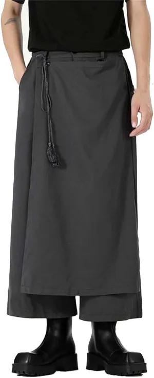 Men's Skirt Pants Lightweight Loose Harem Harajuku Kimono Trousers Casual Wide Leg Baggy Slacks High Waisted Plus Size Pants