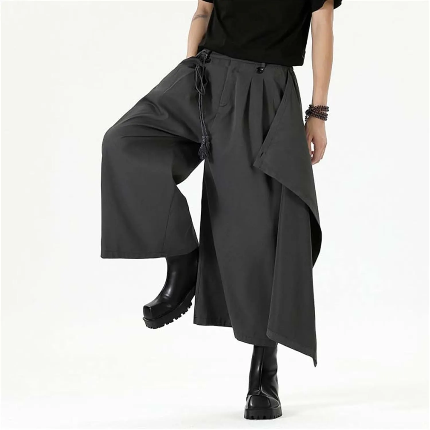 Men's Skirt Pants Lightweight Loose Harem Harajuku Kimono Trousers Casual Wide Leg Baggy Slacks High Waisted Plus Size Pants
