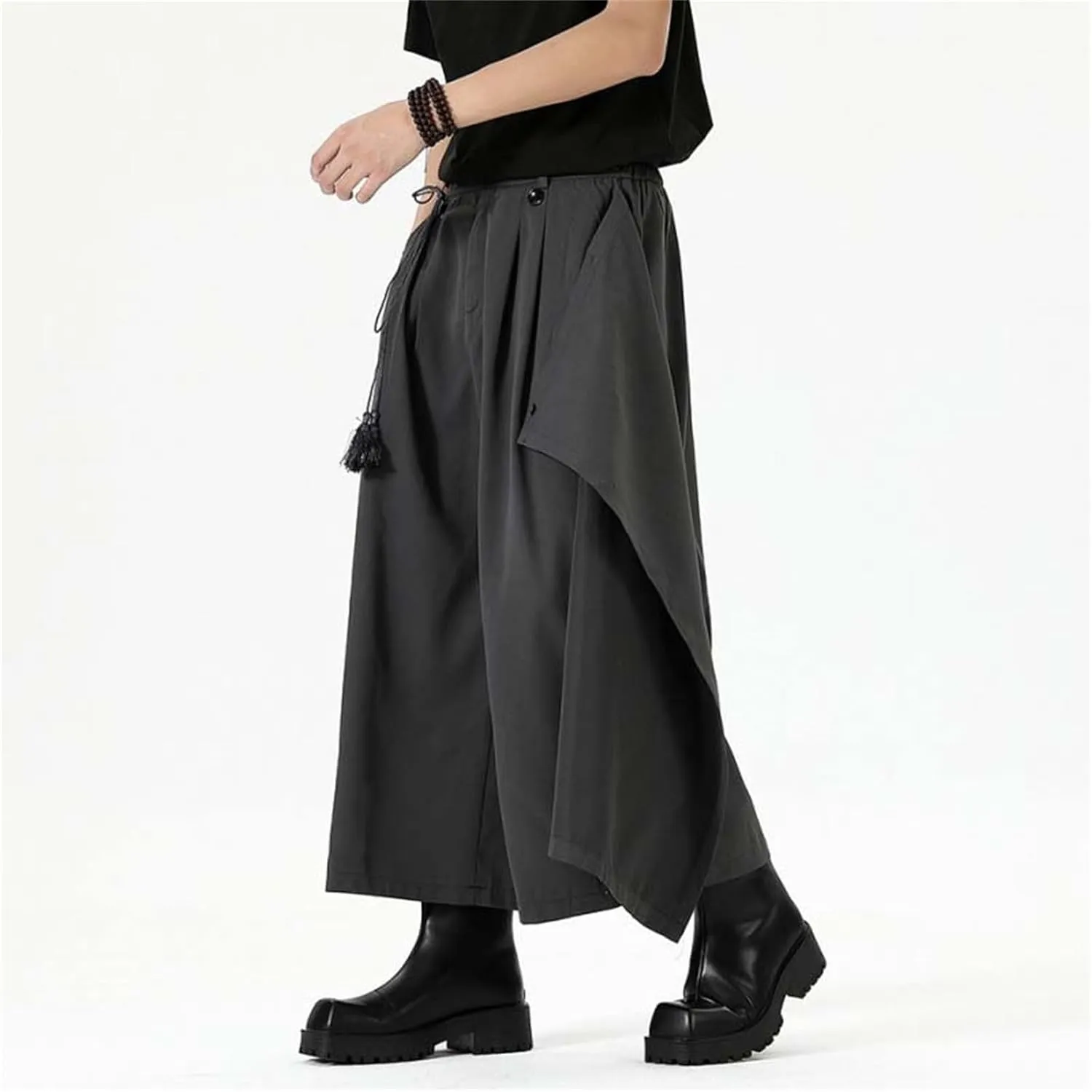 Men's Skirt Pants Lightweight Loose Harem Harajuku Kimono Trousers Casual Wide Leg Baggy Slacks High Waisted Plus Size Pants