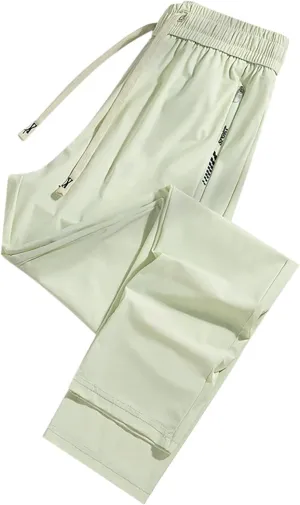 Men's Summer Pants Sweatpants Elastic Waist Drawstring Zipper Slim Leg Breathable Loose Sport Clothes Fresh Trousers