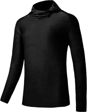 Men's Sun Protection Hoodie Shirts with Mask Long Sleeve UPF 50  Fishing Shirt Summer Rash Guards Cooling Hiking Tees