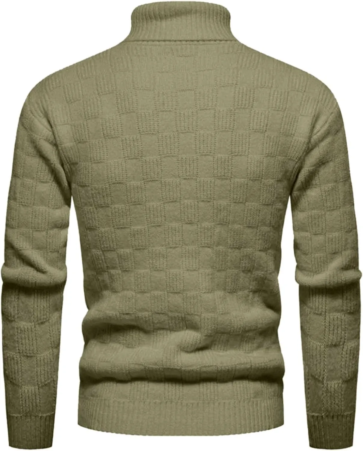 Mens Sweater Men's Solid Plaid Long Sleeve Slim Fit Turtleneck Sweater Casual Knitted Twisted Pullover Sweaters