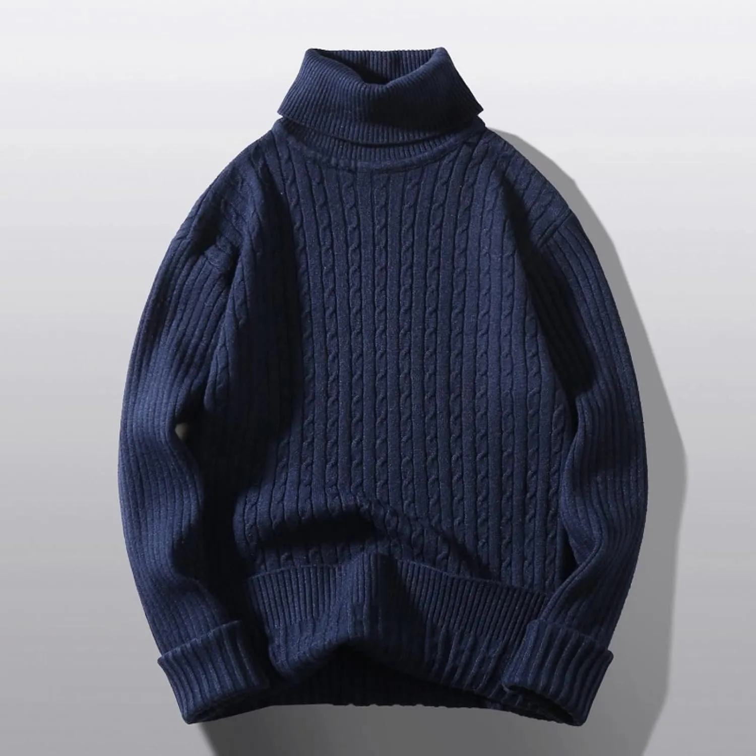 Mens SweatersMen's Turtleneck Sweater Pullover Twisted Pattern Loose Thick Winter Long Sleeve Cable Knit Sweaters