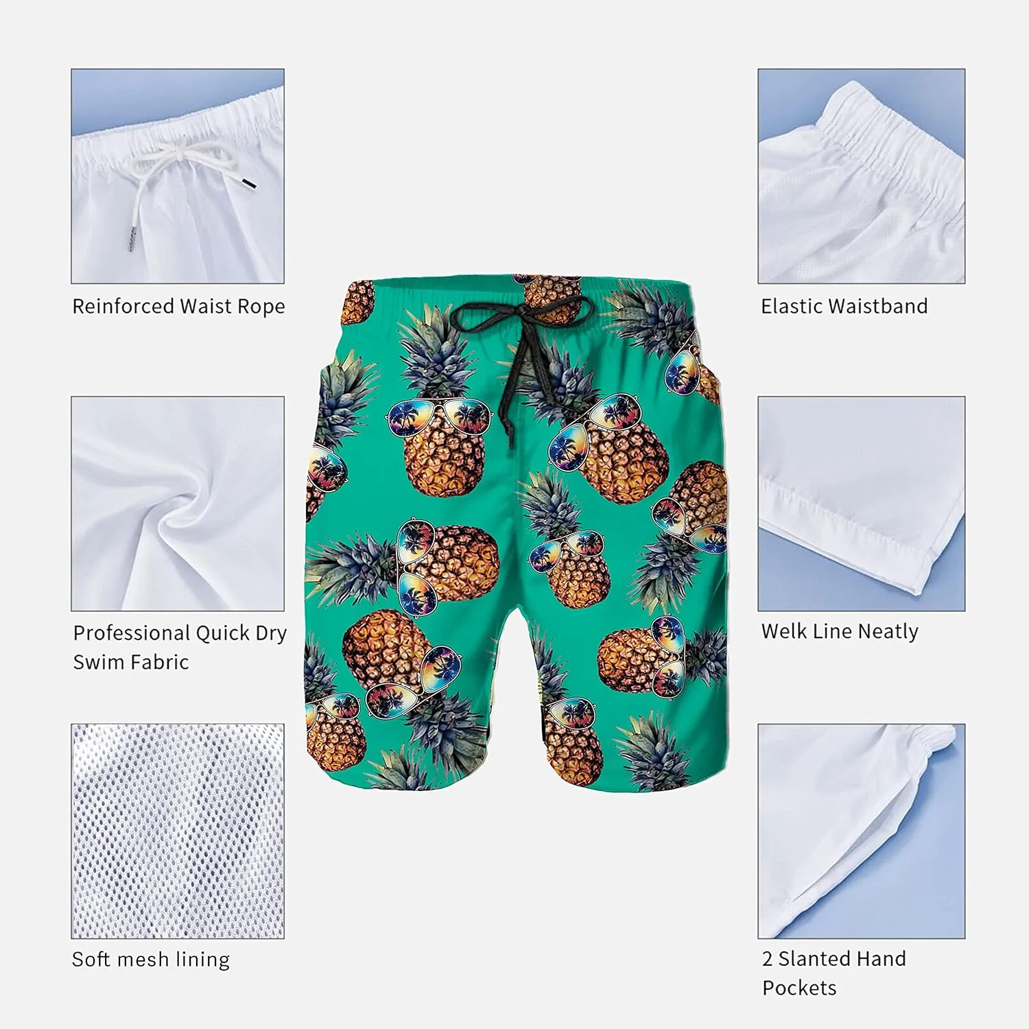 Mens Swim Trunks American Flag Bathing Suit Swimming Shorts Quick Dry Board Shorts Swimsuits with Pockets Mesh Lining