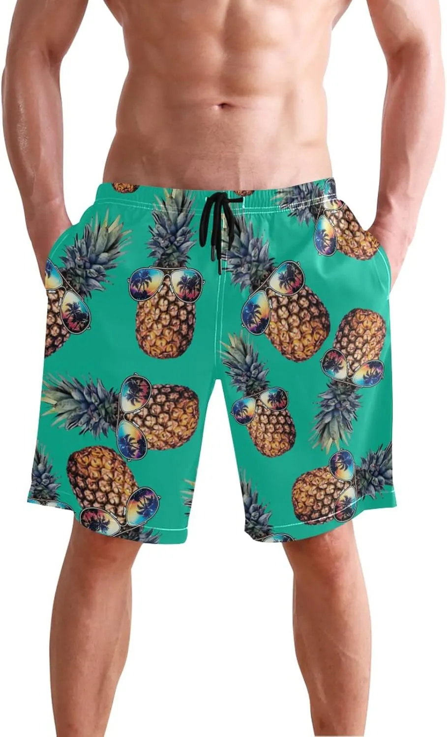 Mens Swim Trunks American Flag Bathing Suit Swimming Shorts Quick Dry Board Shorts Swimsuits with Pockets Mesh Lining