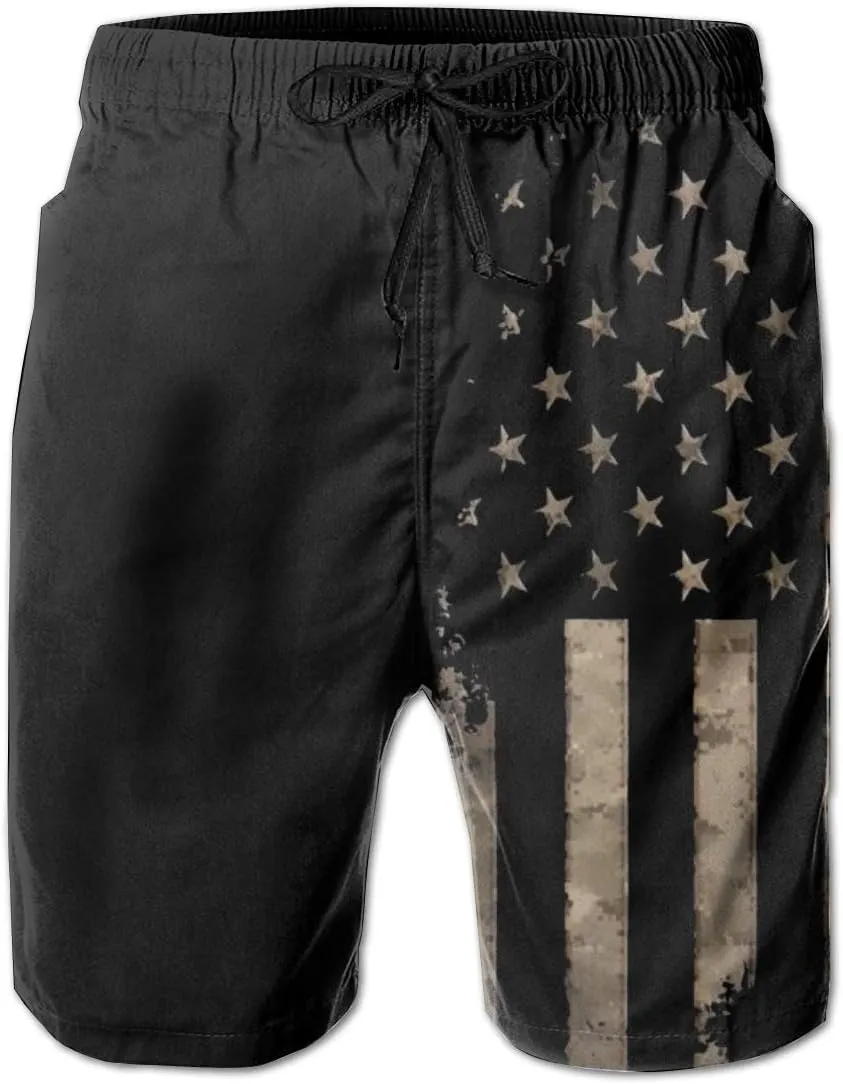 Mens Swim Trunks American Flag Bathing Suit Swimming Shorts Quick Dry Board Shorts Swimsuits with Pockets Mesh Lining