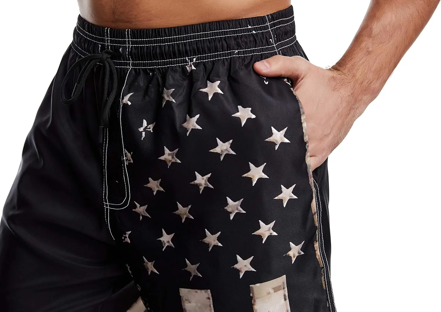 Mens Swim Trunks American Flag Bathing Suit Swimming Shorts Quick Dry Board Shorts Swimsuits with Pockets Mesh Lining