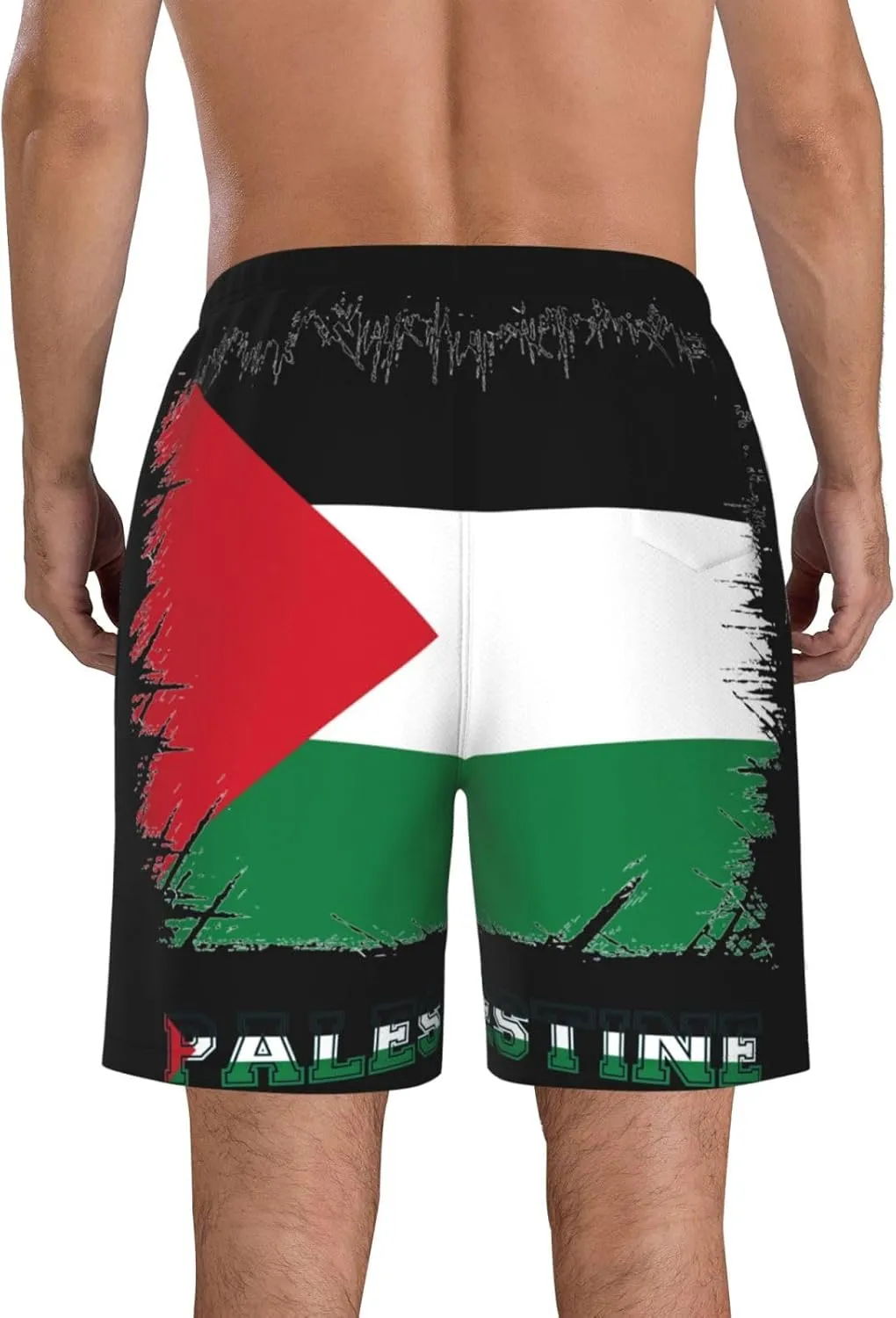 Men's Swim Trunks Beach Shorts Drawstring Quick Dry Running Shorts with Pockets