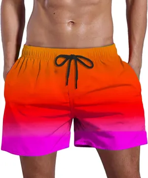 Men's Swim Trunks Quick Dry Beach Vacation Shorts Summer Board Sports Casual Swimwear Bathing Suit with Pocket