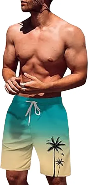 Men's Swim Trunks Quick Dry Board Shorts with Side Pockets and Mesh Lining Hawaii Beach Shorts Swimwear Bathing Suits 2025