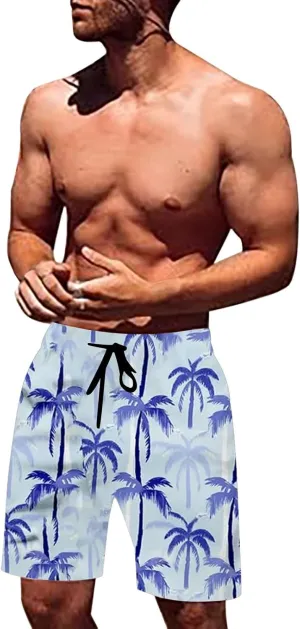 Men's Swim Trunks Quick Dry Board Shorts with Side Pockets and Mesh Lining Hawaii Beach Shorts Swimwear Bathing Suits 2025