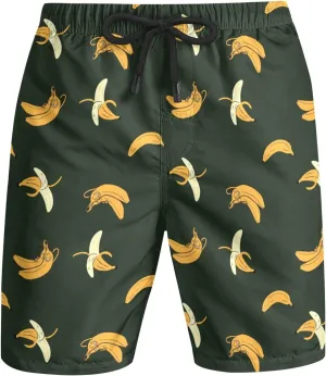 Mens Swim Trunks Quick Dry Swim Plus Size Print Shorts with Big and Tall Funny Surfing Beach Swimwear Bathing Suits
