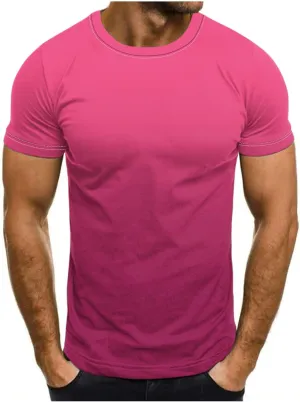 Mens T Shirts Casual Short Sleeve Crewneck Pullover Shirts Vintage Gradient Graphic Tees Summer Athletic Tunic Blouse