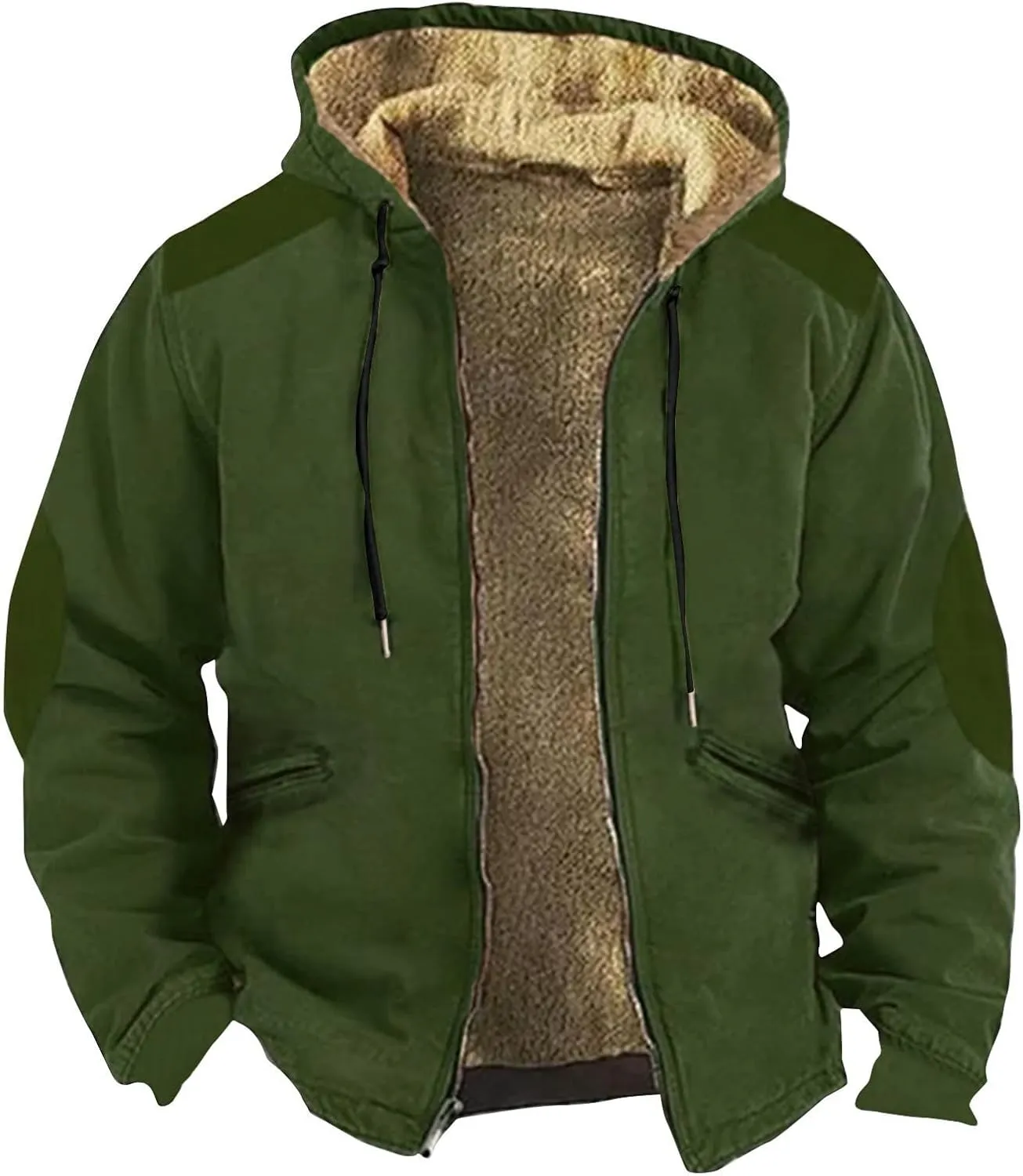 Men's Thick Sherpa Lined Warm Jacket Zipper Fleece Hoodie Sweatshirt Winter Coat Oversized Jackets M-7XL