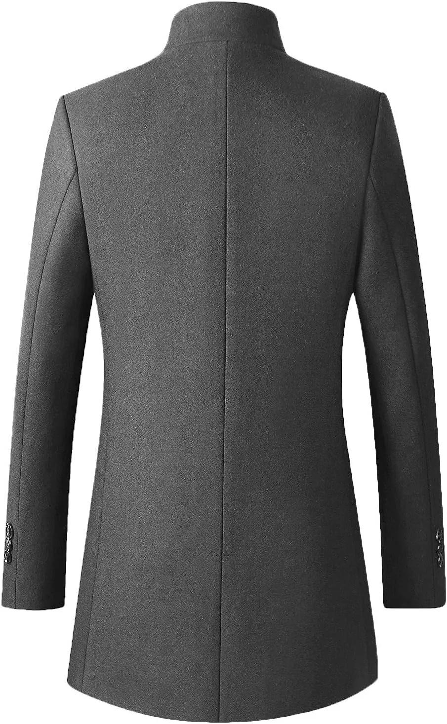 Men's Trench Coat Wool Blend Slim Fit Top Coat Single Breasted Business Overcoat Peacoat Men's