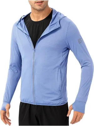 Mens UPF 50  Sun Protection Hoodie Jacket Breathable Long Sleeve Athletic Sun Shirt Performance Fishing Hiking Hoodies