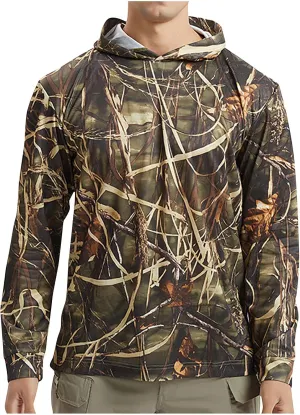 Men's UV Sun Protection Hooded Camo Shirts Long Sleeve Quick-Dry Outdoor T-Shirt UPF 50  Rash Guards Cooling Hoodies