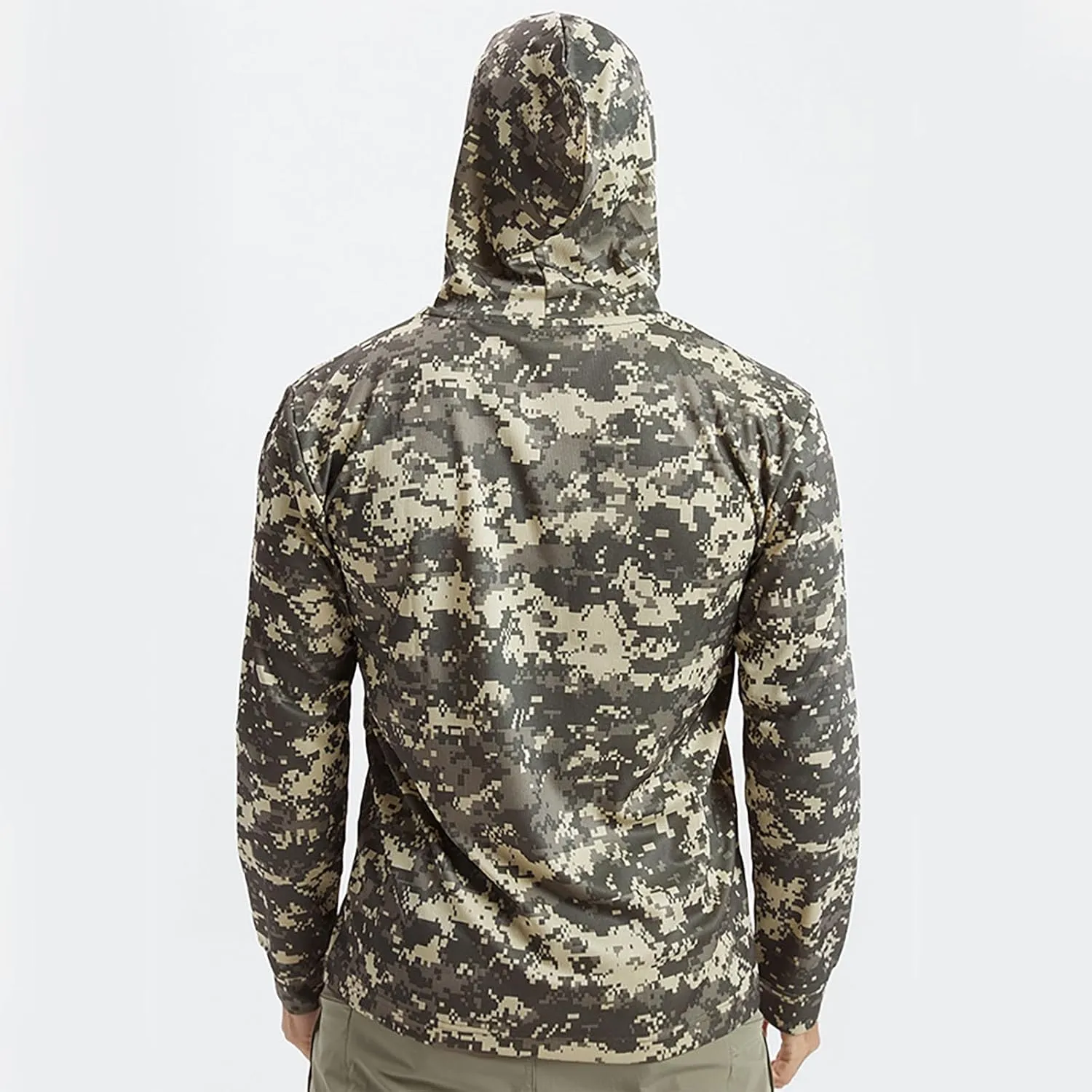 Men's UV Sun Protection Hooded Camo Shirts Long Sleeve Quick-Dry Outdoor T-Shirt UPF 50  Rash Guards Cooling Hoodies