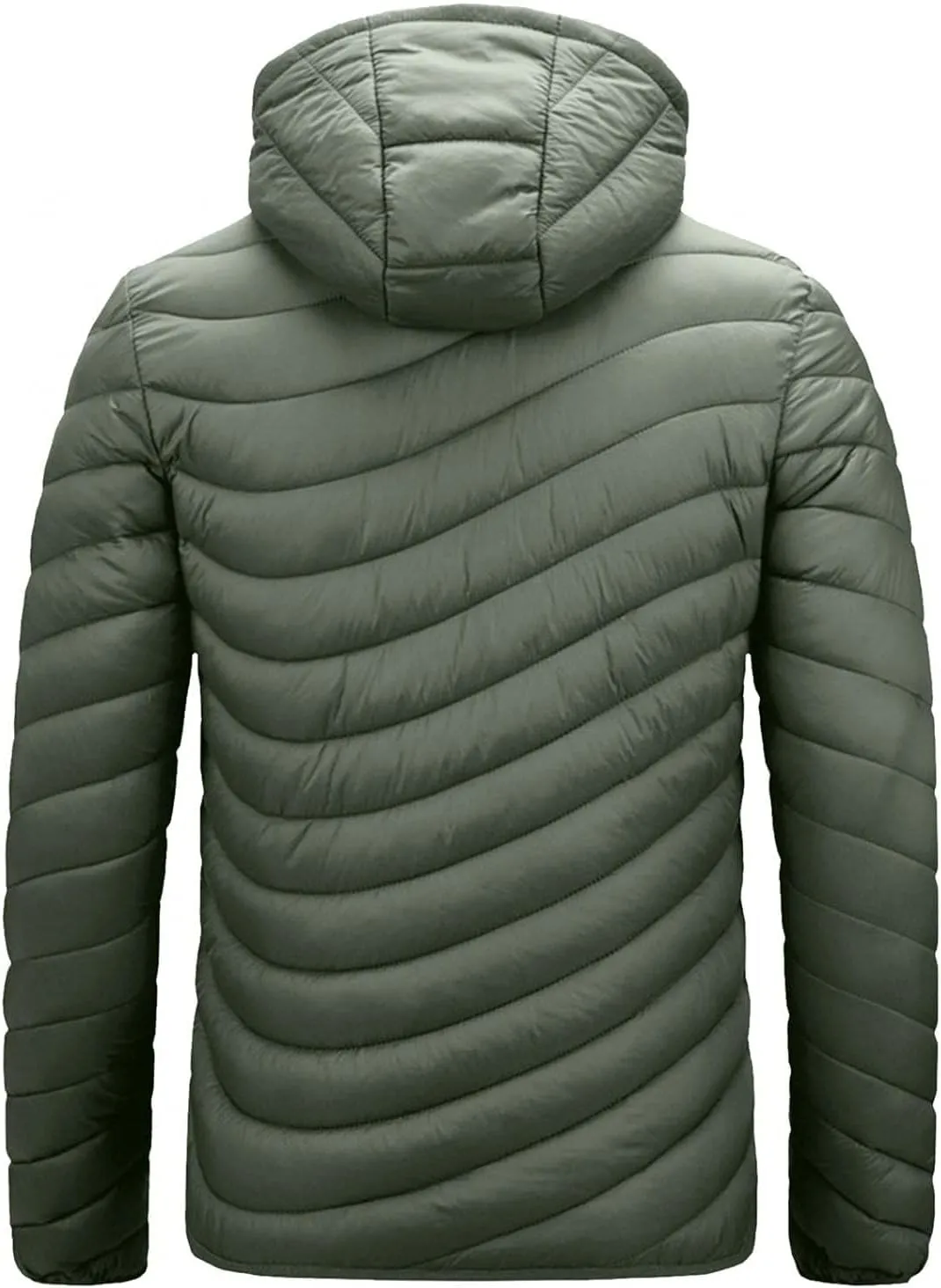 Mens Winter Coats Lightweight Puffer Jacket Hooded Quilted Puffer Coat Full Zip Up Padded Outwear with Removable Hood