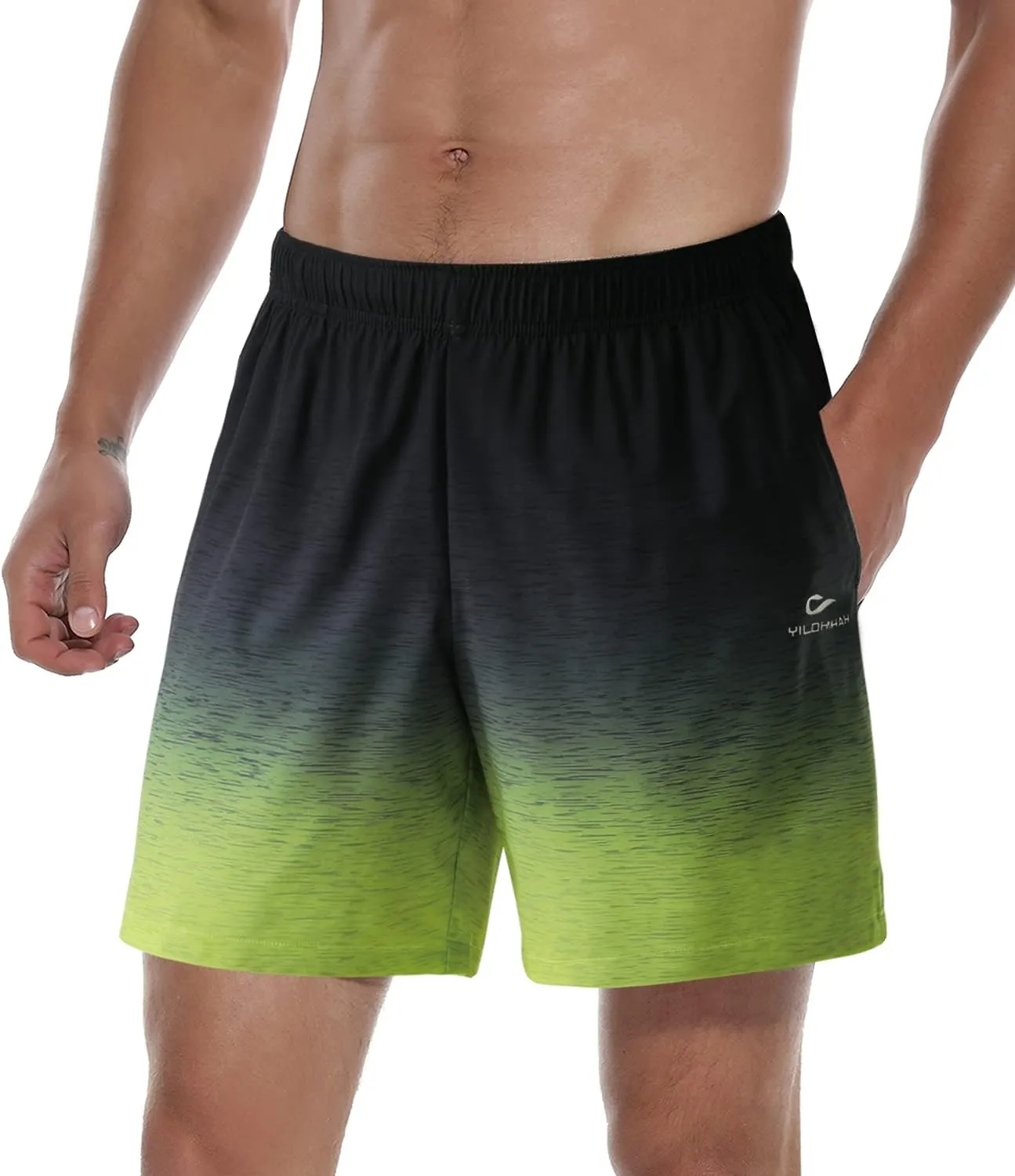Men's Workout Running Shorts 7" Quick Dry Gym Athletic Training Shorts with Zipper Pocket