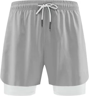 Men's Workout Running Shorts Athletic Elastic Waist Drawstring Shorts Solid Lightweight Gym Outdoor Pants