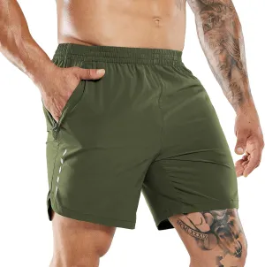 MIER Men's Running Shorts 7" Quick Dry Gym Athletic Workout Shorts with Zipper Pockets
