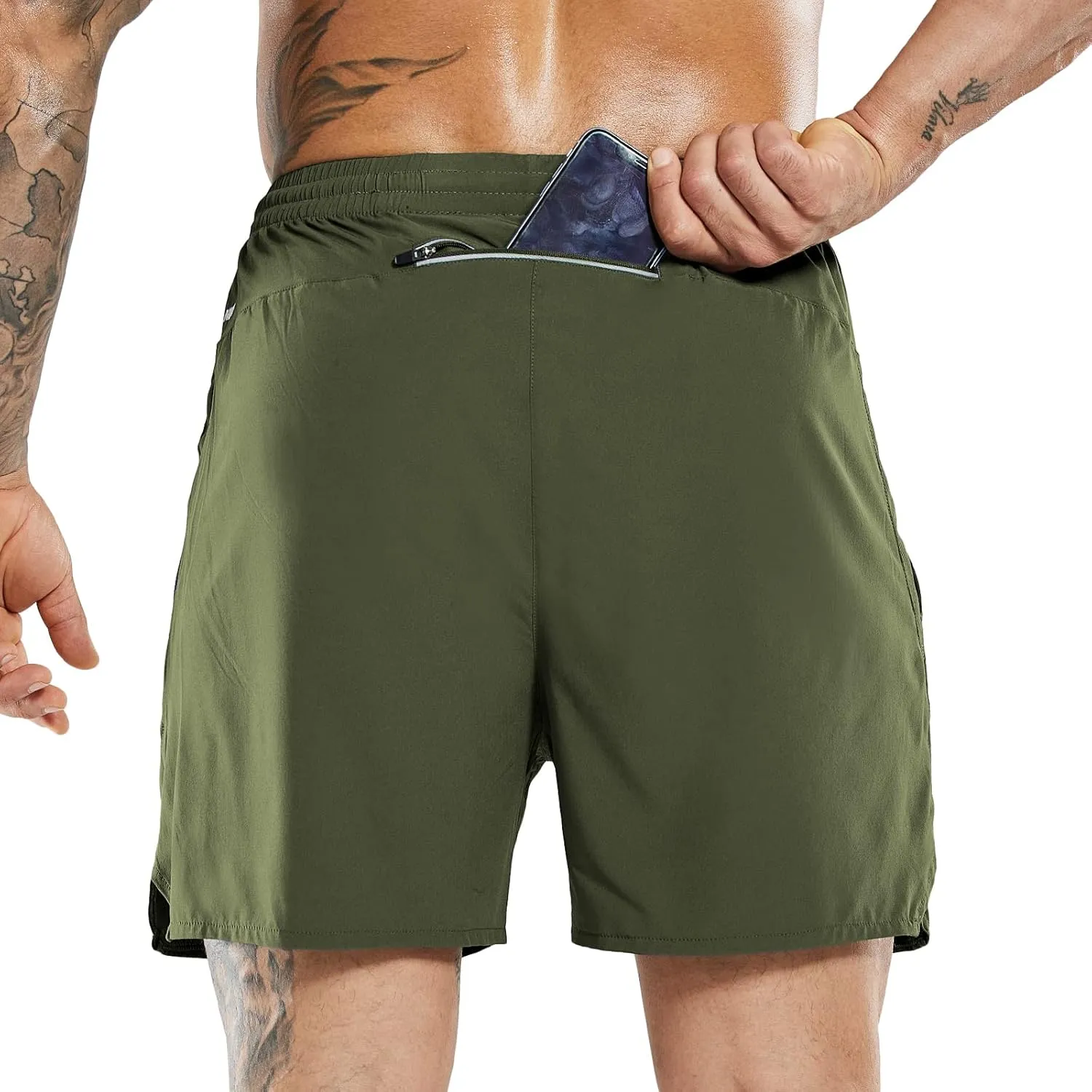 MIER Men's Running Shorts 7" Quick Dry Gym Athletic Workout Shorts with Zipper Pockets