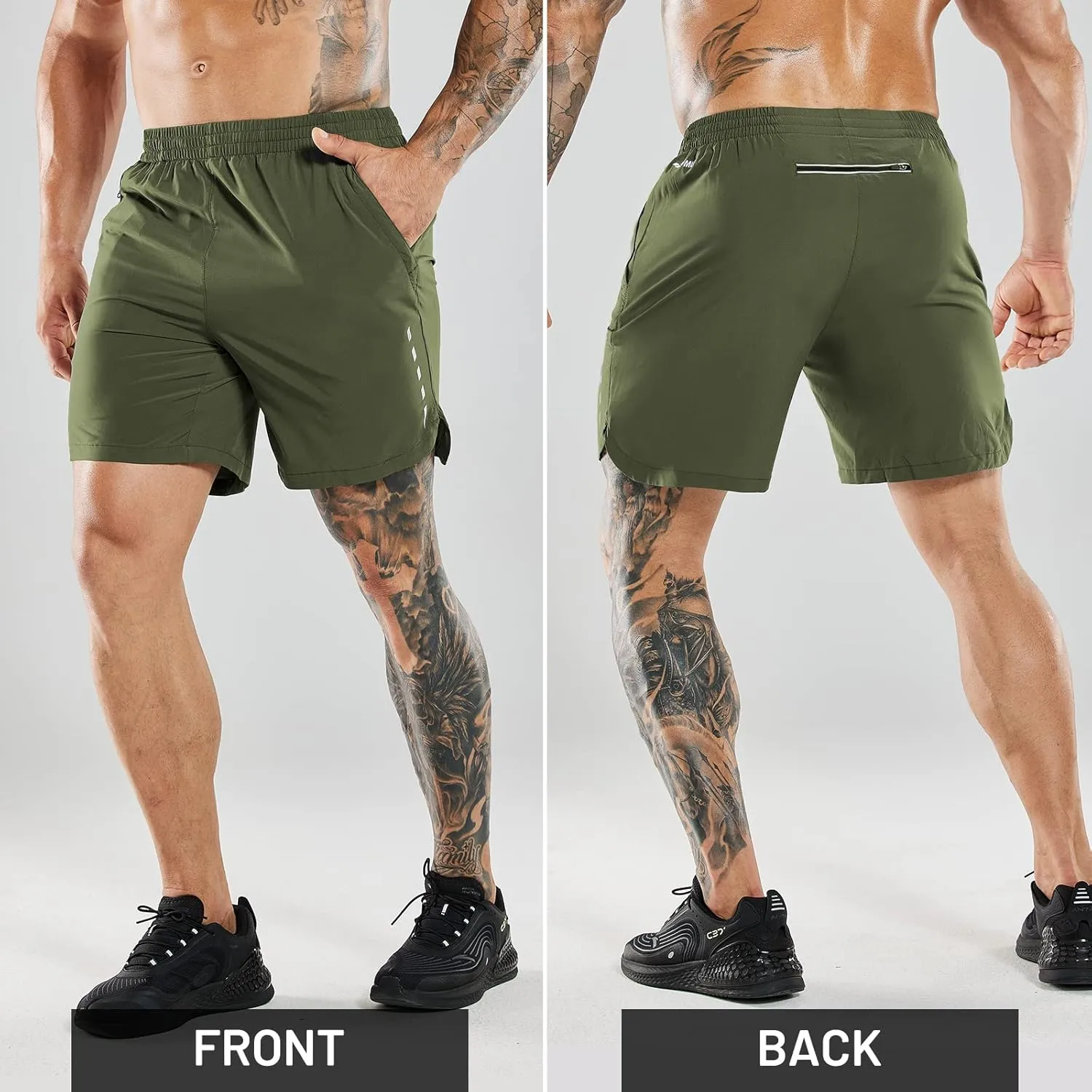 MIER Men's Running Shorts 7" Quick Dry Gym Athletic Workout Shorts with Zipper Pockets