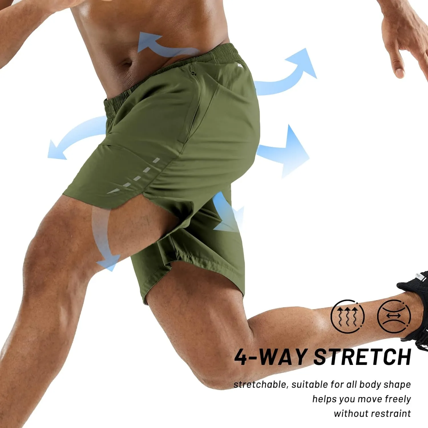 MIER Men's Running Shorts 7" Quick Dry Gym Athletic Workout Shorts with Zipper Pockets