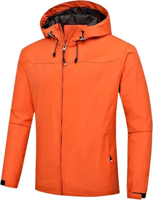 Mmoneyake Waterproof Jackets for Men Hiking Coat Lightweight Water Resistant Windbreakers Outdoor Rain Jacket with Hooded