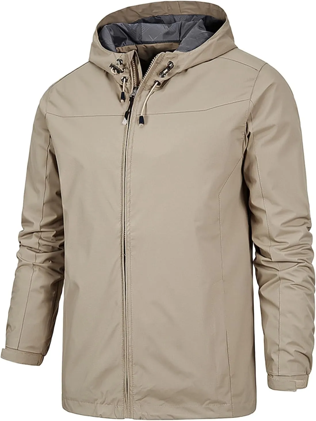 Mmoneyake Waterproof Jackets for Men Hiking Coat Lightweight Water Resistant Windbreakers Outdoor Rain Jacket with Hooded