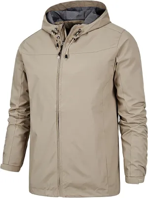 Mmoneyake Waterproof Jackets for Men Hiking Coat Lightweight Water Resistant Windbreakers Outdoor Rain Jacket with Hooded