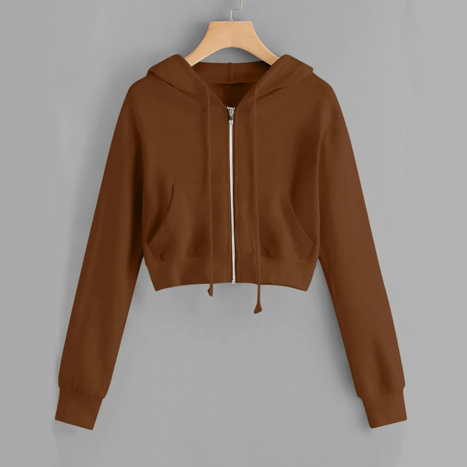 MRGIINRI Hoodies for Women Full Zip Up Cropped Sweatshirt Jackets Casual Comfy Gym Tops Fall Outfits Fall Winter Clothes 2024