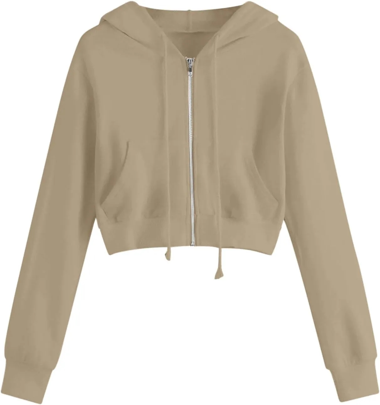 MRGIINRI Hoodies for Women Full Zip Up Cropped Sweatshirt Jackets Casual Comfy Gym Tops Fall Outfits Fall Winter Clothes 2024
