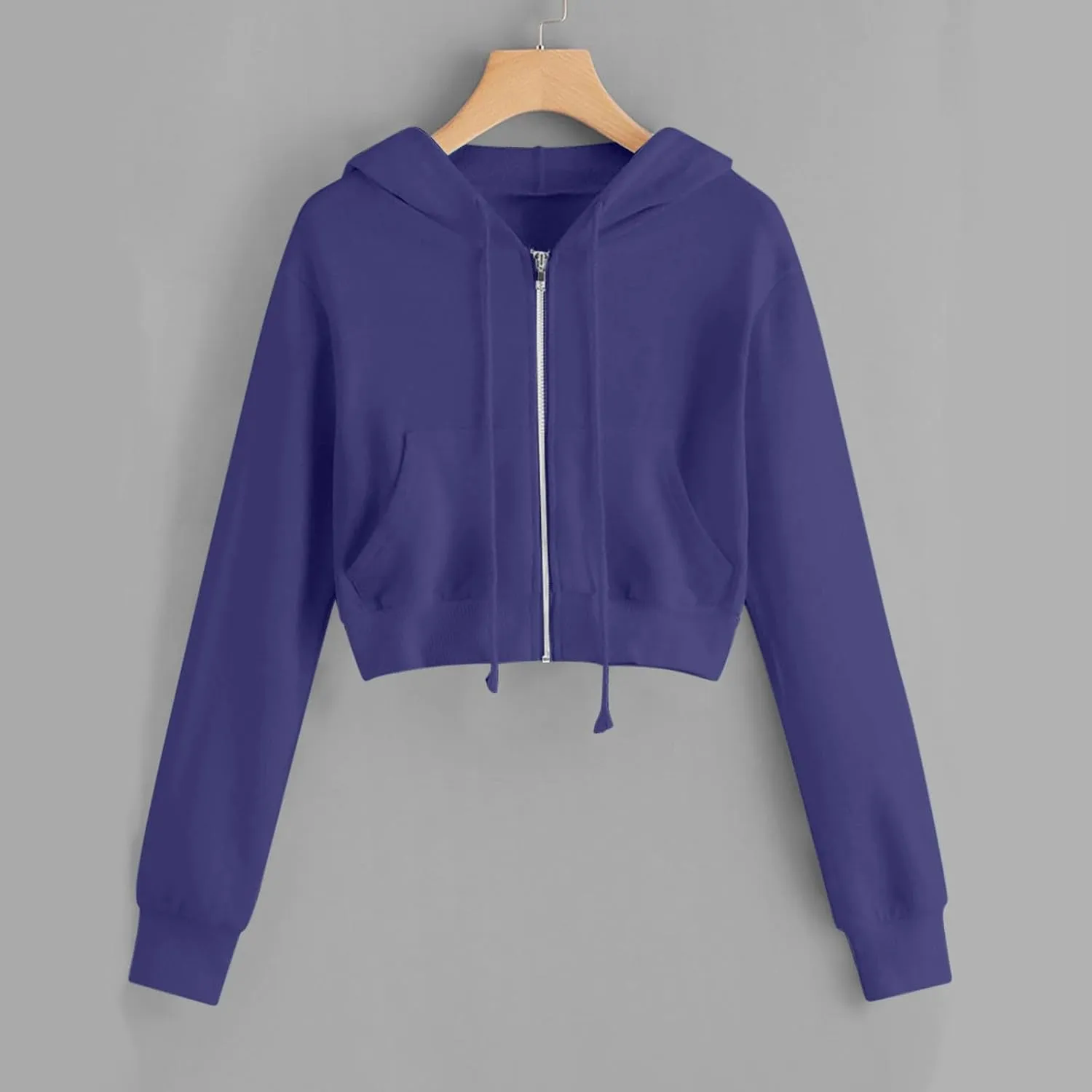 MRGIINRI Hoodies for Women Full Zip Up Cropped Sweatshirt Jackets Casual Comfy Gym Tops Fall Outfits Fall Winter Clothes 2024