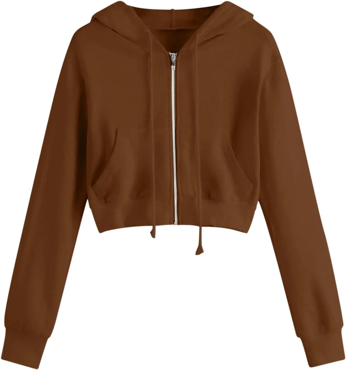 MRGIINRI Hoodies for Women Full Zip Up Cropped Sweatshirt Jackets Casual Comfy Gym Tops Fall Outfits Fall Winter Clothes 2024