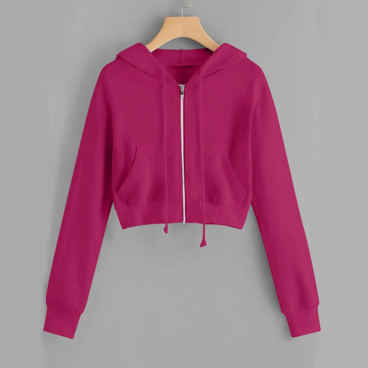 MRGIINRI Hoodies for Women Full Zip Up Cropped Sweatshirt Jackets Casual Comfy Gym Tops Fall Outfits Fall Winter Clothes 2024