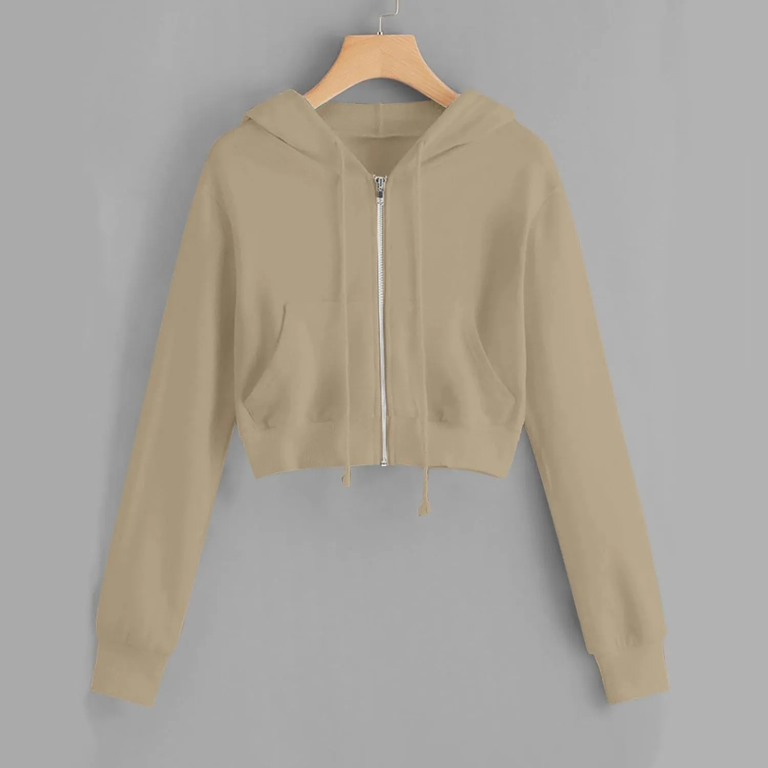 MRGIINRI Hoodies for Women Full Zip Up Cropped Sweatshirt Jackets Casual Comfy Gym Tops Fall Outfits Fall Winter Clothes 2024