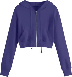 MRGIINRI Hoodies for Women Full Zip Up Cropped Sweatshirt Jackets Casual Comfy Gym Tops Fall Outfits Fall Winter Clothes 2024