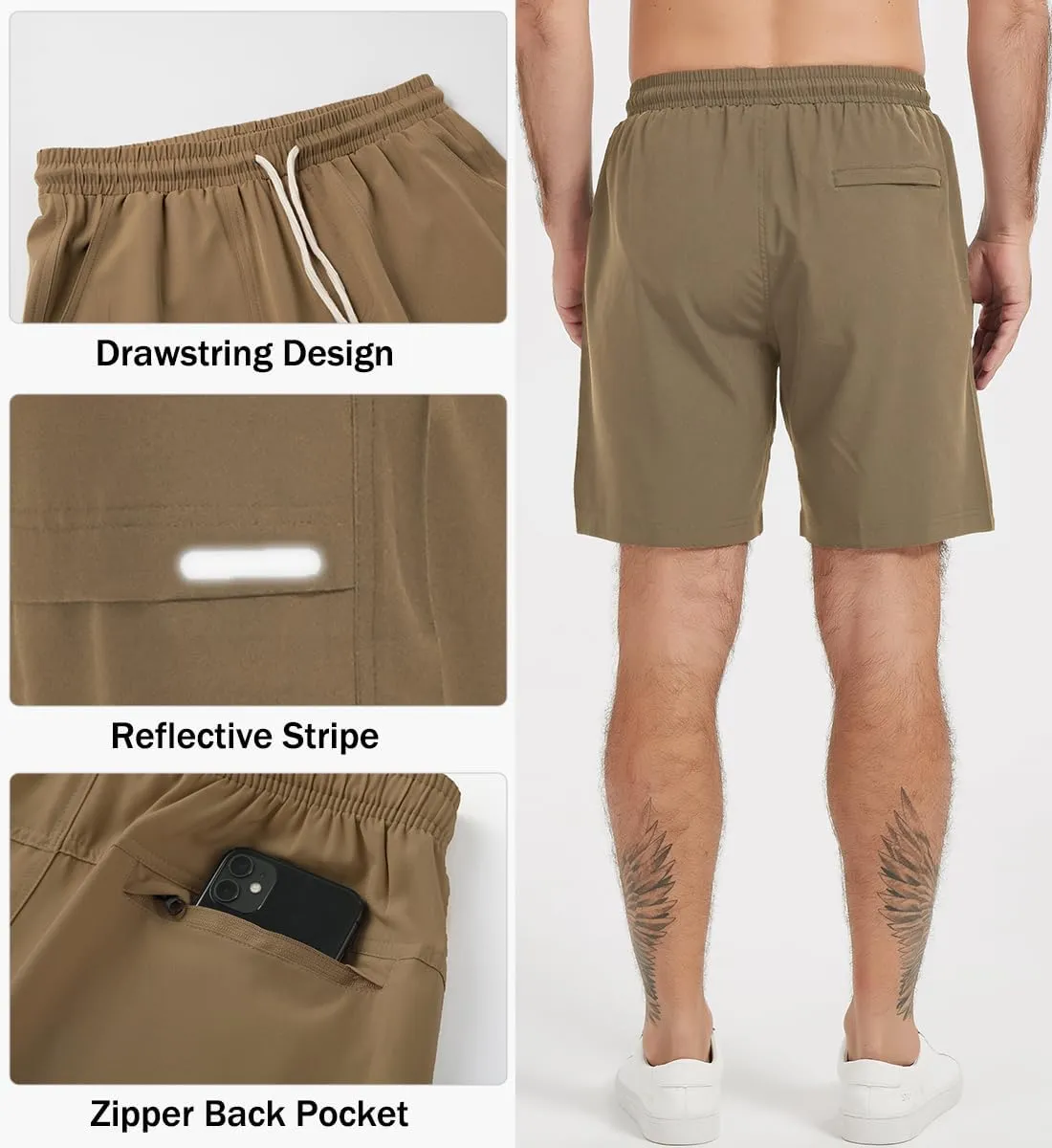 Msmsse Men's Athletic Running Shorts Quick Dry Lightweight Workout Gym Basketball Outdoor Hiking Shorts