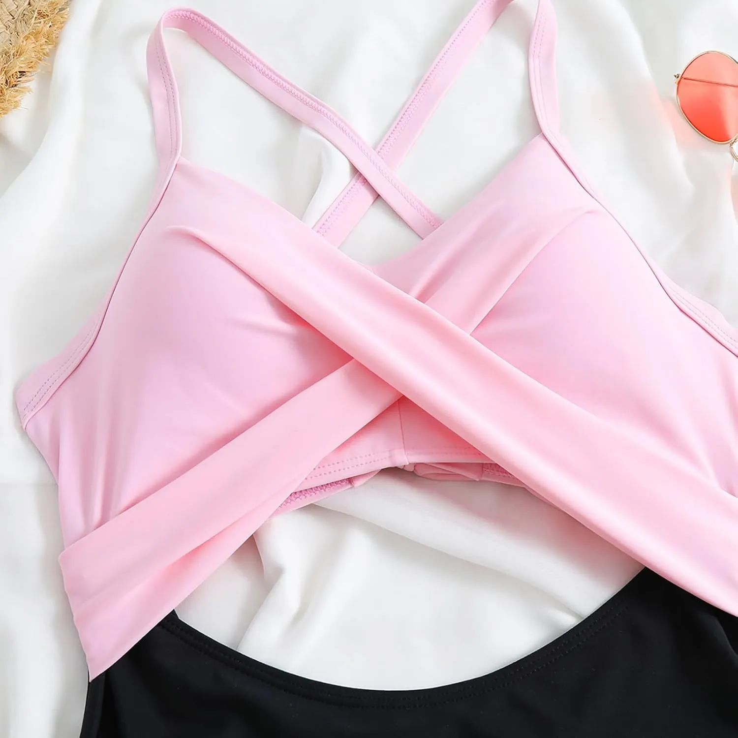One Piece Swimsuits Women Tummy Control Thong Monokini Cutout High Waisted Bathing Suit Criss Cross Tie Back Monokinis