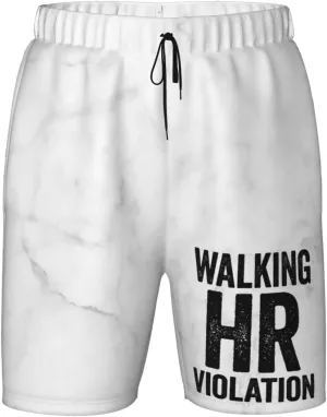 ONVOWO Funny-Walking-Hr-Violation-Gifts Boys Quick Dry Running Shorts with Pocket Boys Shorts Workout Exercise Fitness Shorts Black-XL