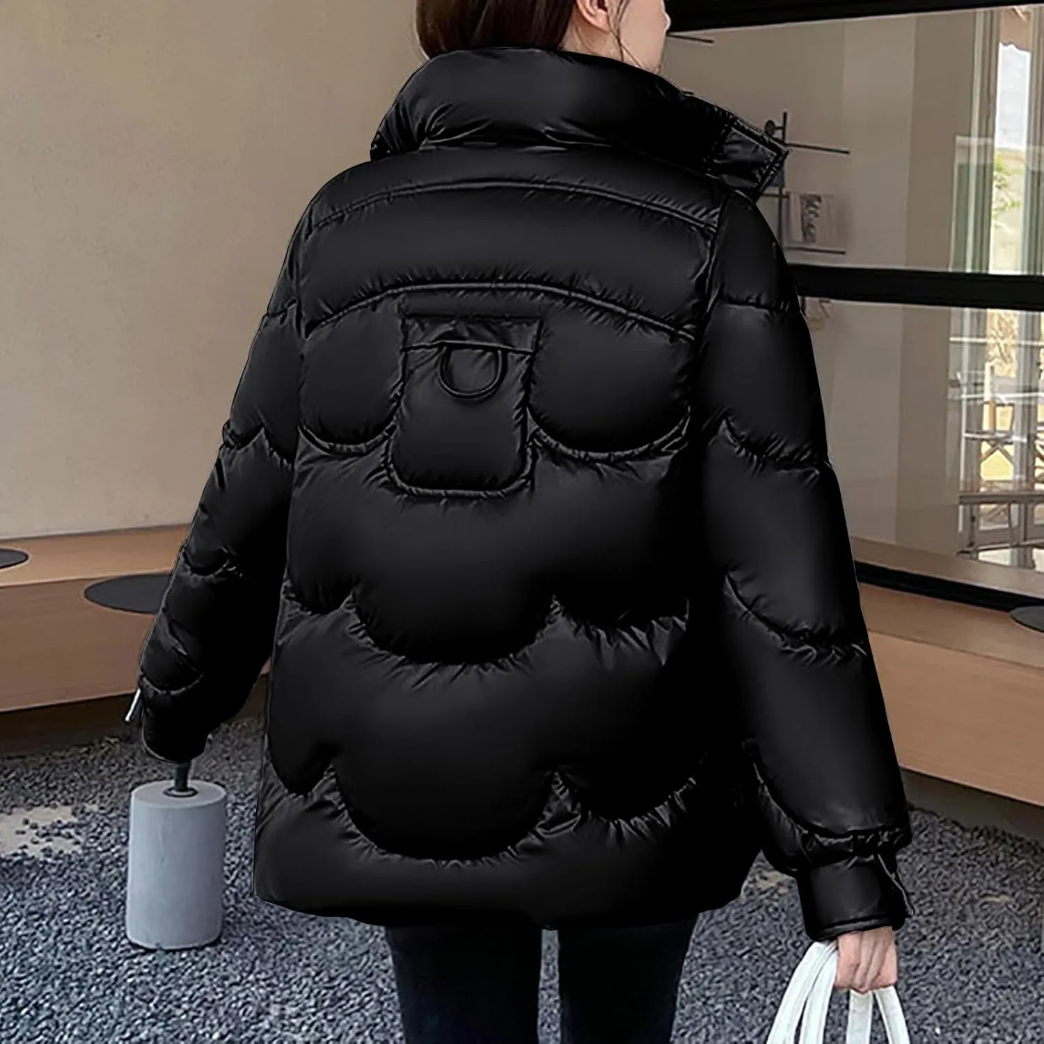 Oversized Coats for Women Puffer Jackets 2023 Winter Warm Long Sleeve Down Parkas with Pockets Comfy Loose Outwear