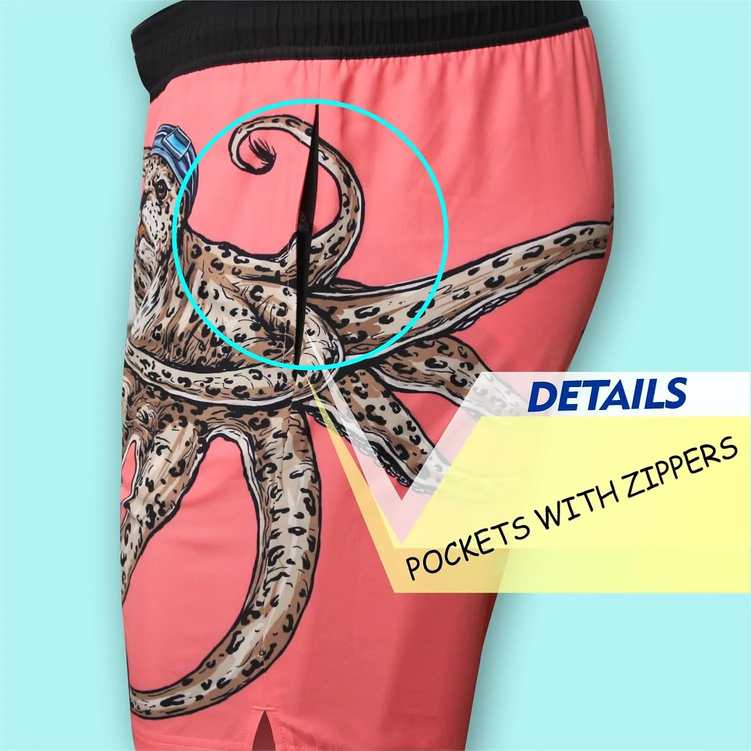 PAJUYE Mens Swim Trunks Beach Shorts - Swimming Shorts with Mesh Liner and Zipper Pocket Quick Dry UPF 50 