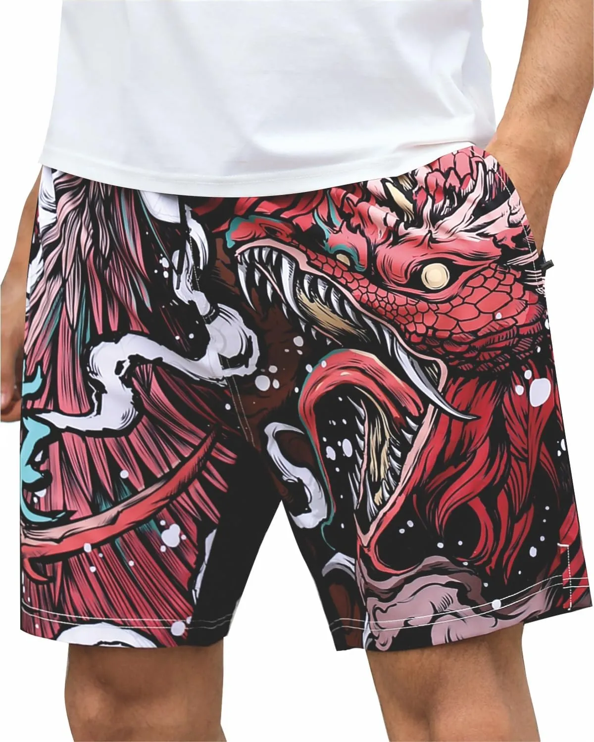 PAJUYE Mens Swim Trunks Beach Shorts - Swimming Shorts with Mesh Liner and Zipper Pocket Quick Dry UPF 50 