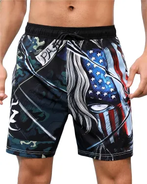 PAJUYE Mens Swim Trunks Beach Shorts - Swimming Shorts with Mesh Liner and Zipper Pocket Quick Dry UPF 50 