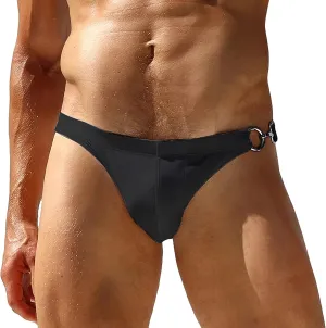 Panegy Men's Sexy Thong Swimwear Bikini Briefs Padded Swim Briefs Metal Hook & Ring Swimsuit