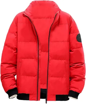 Puffer Jacket Men with Hood Warm Insulated Lightweight Hooded Down Coats Outdoor Winter Windproof Waterproof Jackets Jackets for Men Fashion(ZC-Red,Medium)