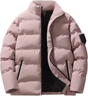 Puffer Jacket Men with Hood Warm Insulated Lightweight Hooded Down Coats Outdoor Winter Windproof Waterproof Jackets Jackets for Men Winter(WB-Pink,Large)